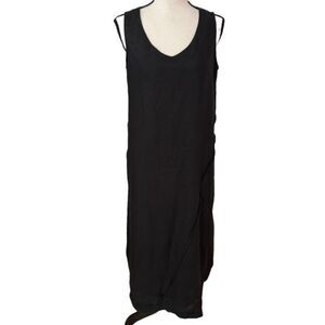 J. Jill black 100% linen asymmetrical long dress petite size S.